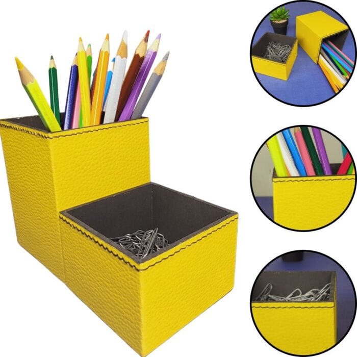 Kit Porta Caneta & Clips Amarelo - Imagem 1