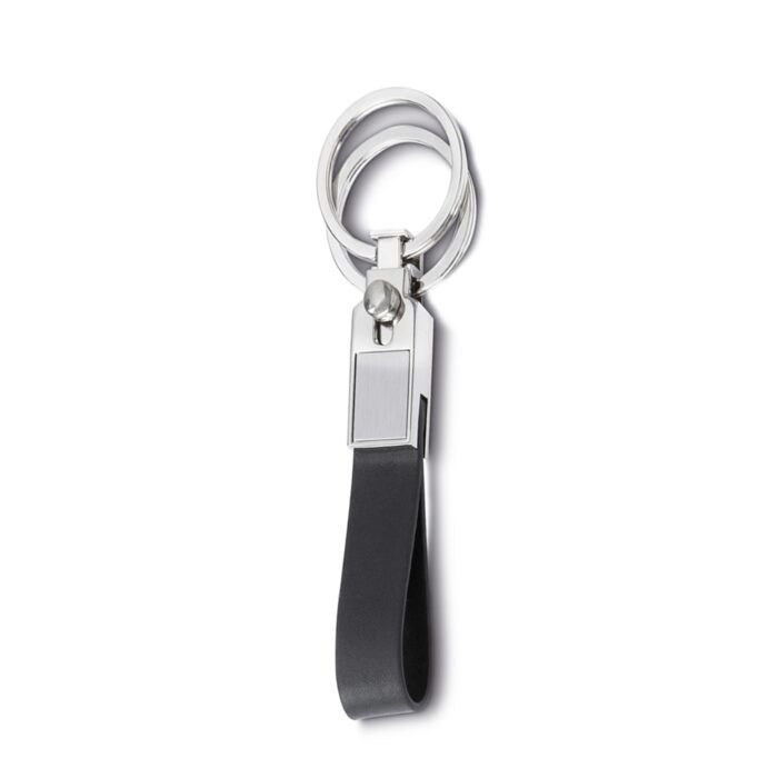 Chaveiro Metal Couro Sintético com 2 Argolas - Imagem 1