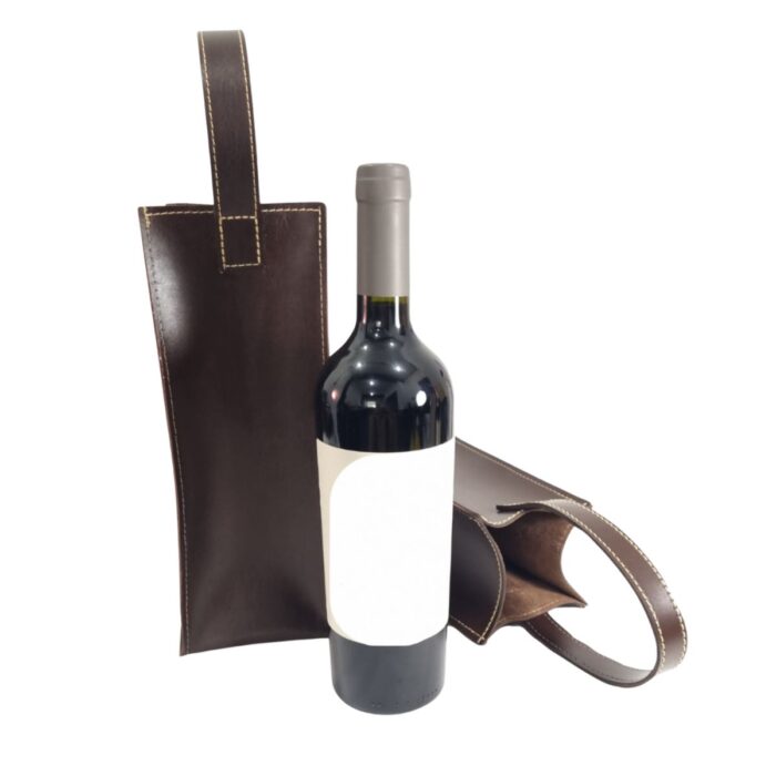 Porta Vinho em Couro Sintético Vegano com Alça - Imagem 1