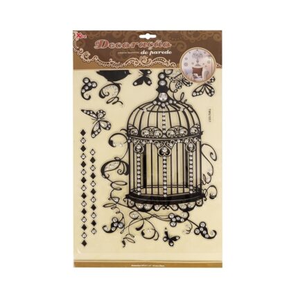 ADESIVO DECORATIVO GAIOLA PASSARO- PRETO