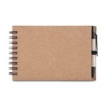 MINI CADERNO COM CAPA EM PAPELÃO E CANETA- MARROM