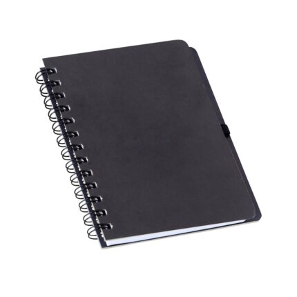 CADERNETA EM KRAFT COM PORTA CANETA- PRETO