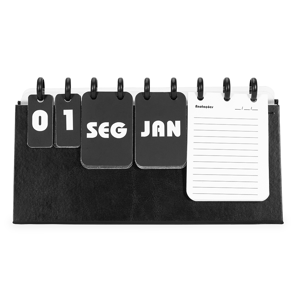 CALENDÁRIO PERMANENTE DE MESA DISCO- PRETO CALENDÁRIO PERMANENTE DE MESA DISCO- PRETO