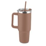 CANECA TÉRMICA C/ TAMPA E CANUDO 1,3L- MARROM