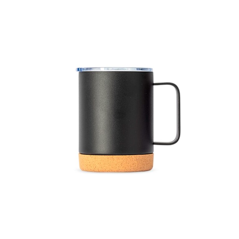 CANECA TÉRMICA COM CORTIÇA DE 400ML- PRETO