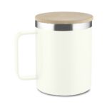 CANECA TÉRMICA C/ TAMPA DE BAMBU 400ML- BRANCO