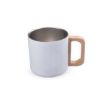 CANECA TÉRMICA C/ ALÇA EM MADEIRA 400ML- BRANCO