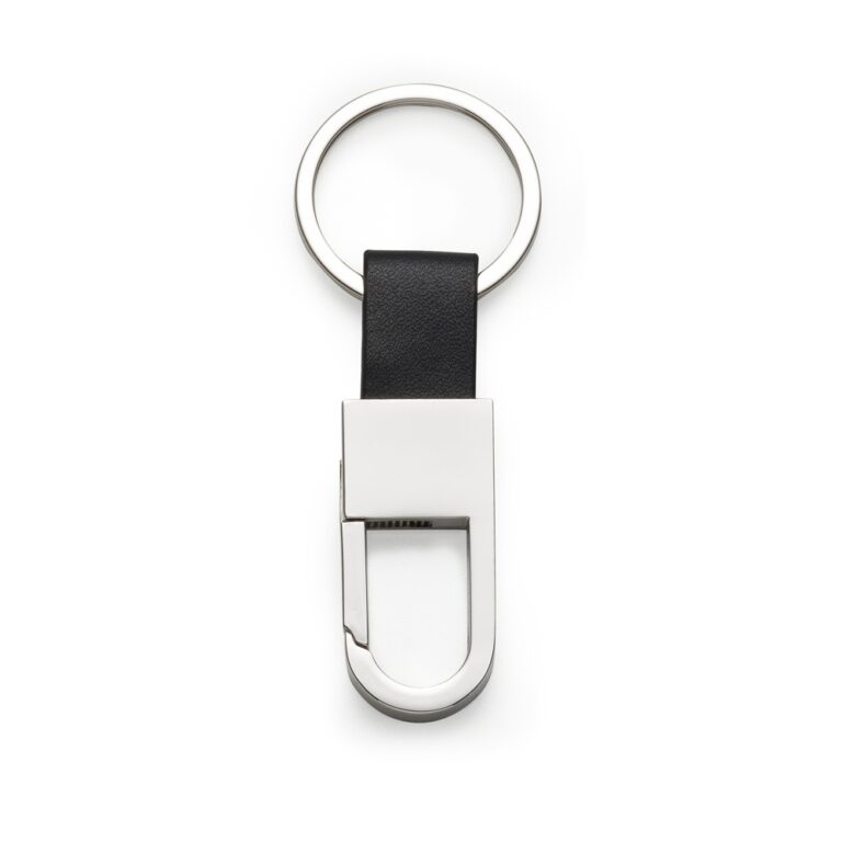 CHAVEIRO METAL DET. COURO- PRATA