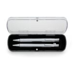 KIT ESTOJO ACRILICO C/ CANETA LAPISEIRA 5 ANEIS SEMI METAL - PRATA