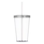 COPO C/ TAMPA E CANUDO - TRANSPARENTE