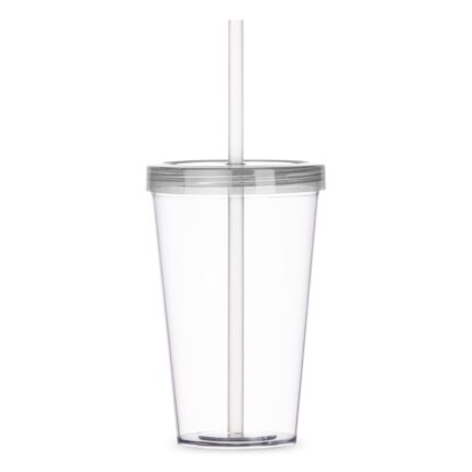 COPO C/ TAMPA E CANUDO - TRANSPARENTE