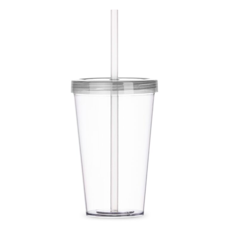 COPO C/ TAMPA E CANUDO - TRANSPARENTE