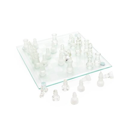 JOGO DE XADREZ DE VIDRO- TRANSPARENTE