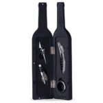 KIT VINHO PLÁSTICO RESISTENTE 4 PEÇAS FORMATO GARRAFA - PRETO