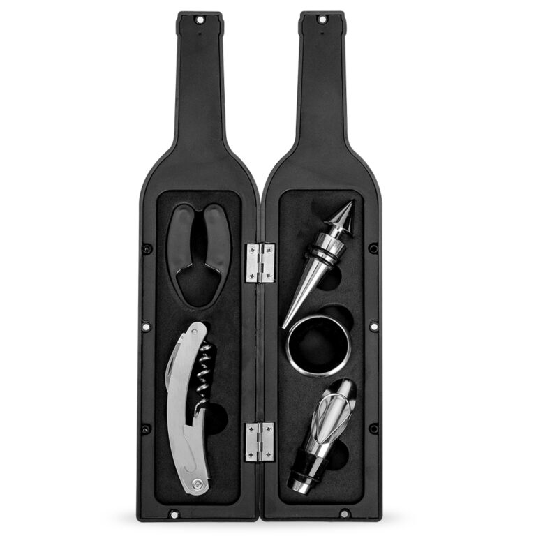 KIT VINHO 5PÇS FORMATO GARRAFA - PRETO