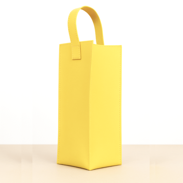 Porta Vinho em Couro Sintético Vegano com Alça Amarelo - Imagem 2