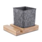 PORTA OBJETOS E CELULAR EM FELTRO C/ DETALHE EM BAMBU- BAMBU