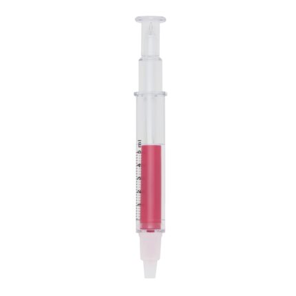 CANETA EM FORMATO DE SERINGA C/ MARCA TEXTO - ROSA