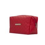 NECESSAIRE PUFF MATELASSÊ C/ DETALHE PRATA - VERMELHO