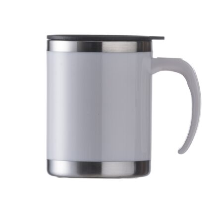 CANECA ACRÍLICA 400 ML COM TAMPA - BRANCO