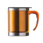 CANECA ACRÍLICA 400 ML COM TAMPA - LARANJA