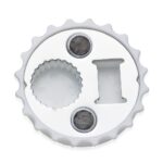 ABRIDOR DE GARRAFA FORMATO TAMPA DE METAL C/ IMÃ DE GELADEIRA - BRANCO