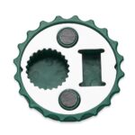 ABRIDOR DE GARRAFA FORMATO TAMPA DE METAL C/ IMÃ DE GELADEIRA - VERDE