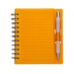 CADERNETA PLÁSTICA C/ CANETA - LARANJA