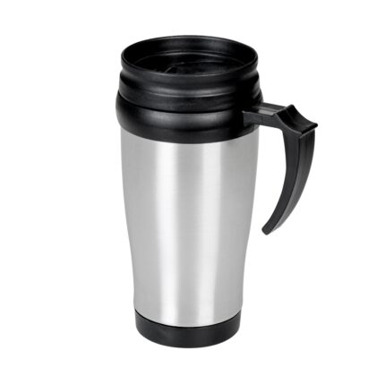 CANECA INOX 400ML - TAMPA PRETA