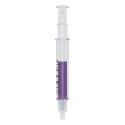 CANETA EM FORMATO DE SERINGA C/ MARCA TEXTO - ROXO