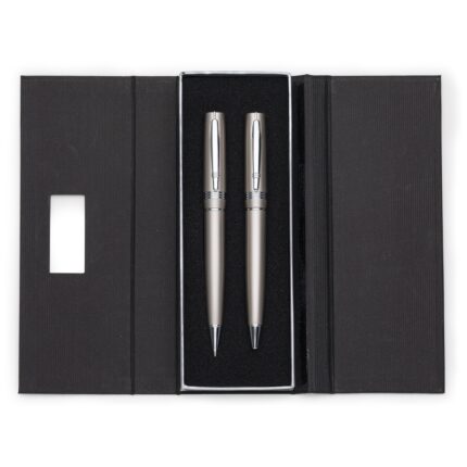 CONJUNTO CANETA E LAPISEIRA METAL - COBRE