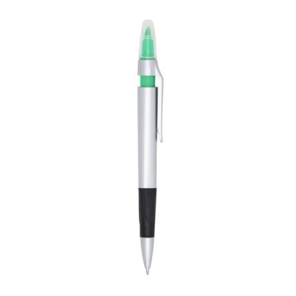 CANETA PLÁSTICA C/ MARCA TEXTO - VERDE