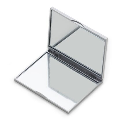 ESPELHO DE BOLSO DUPLO QUADRADO PLASTICO - CINZA - CINZA