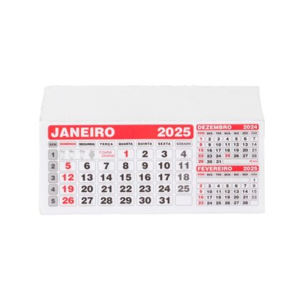FOLHINHA CALENDÁRIO 2026 - BRANCO