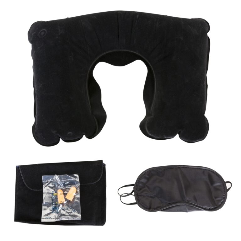 KIT TRAVESSEIRO INFLAV TAPA OLHO E PROT AURICULAR - PRETO - PRETO