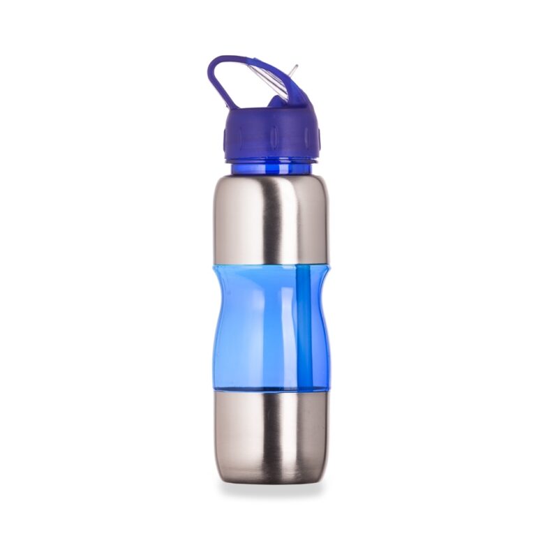 SQUEEZE PLASTICO C/ METAL 600ML - AZUL