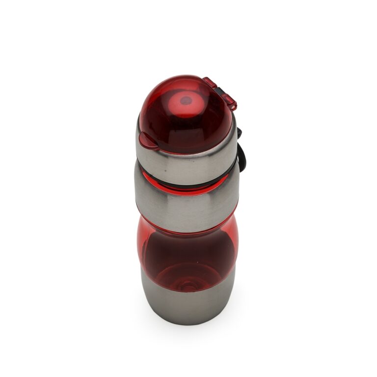 SQUEEZE PLASTICO C/ METAL 450ML BICO E ALÇA - VERMELHO