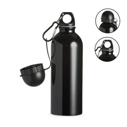 SQUEEZE INOX 500ML C/ BICO E MOSQUETÃO - PRETO