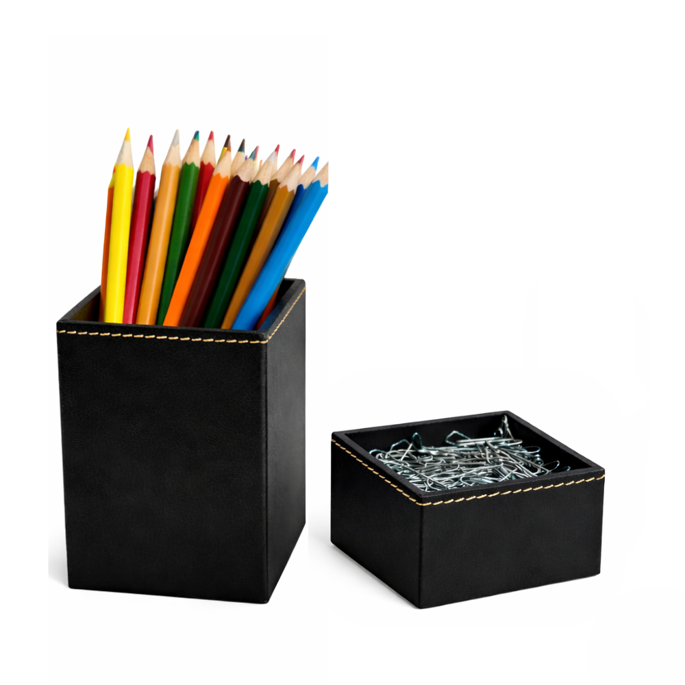 1 - PA000408 (2) Kit Porta Canetas e Clips - Preto - Imagem 1
